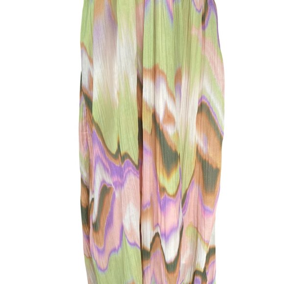 Steve Madden Nolita Halter Maxi Dress Sz L Tie Dye Watercolor Sheer Resortwear - Picture 4 of 16